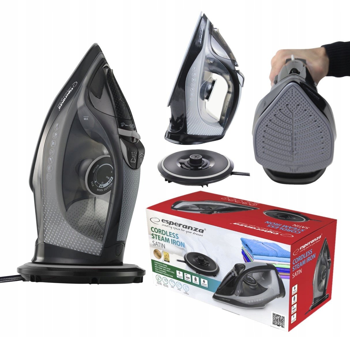 EHI011 Esperanza żelazko parowe bezprzewodowe satin ceramic 2600w