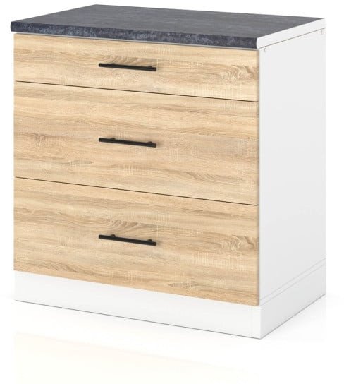 Szafka Kuchenna Stojąca Z Blatem 3 Szuflady 80cm Spremium Dąb Sonoma