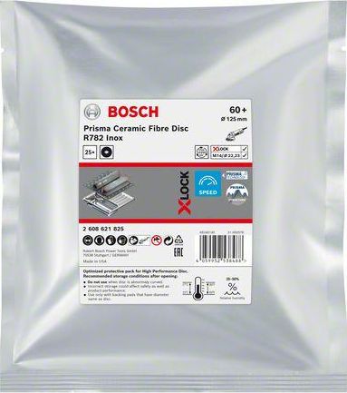 Bosch BOSCH FIBRA KRĄŻEK X-LOCK INOX 125 gr. 60 R782 /25szt. B2608621825