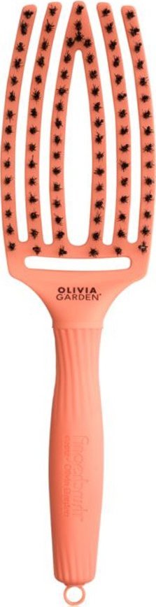 Olivia Garden Finger Brush Medium Blush Coral - Szczotka do rozczesywania i masażu z włosiem dzika