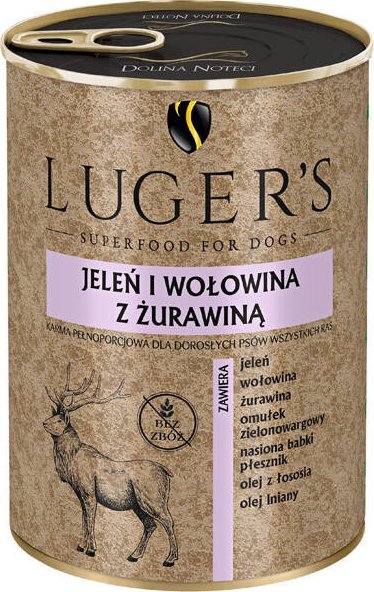 Karma mokra dla psa Lugers jeleń i wołowina z żurawiną 400 g