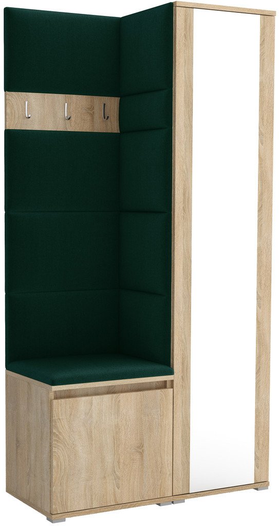 Tapicerowana garderoba Noris VI z lustrem - sonoma + tkanina Trinity 28