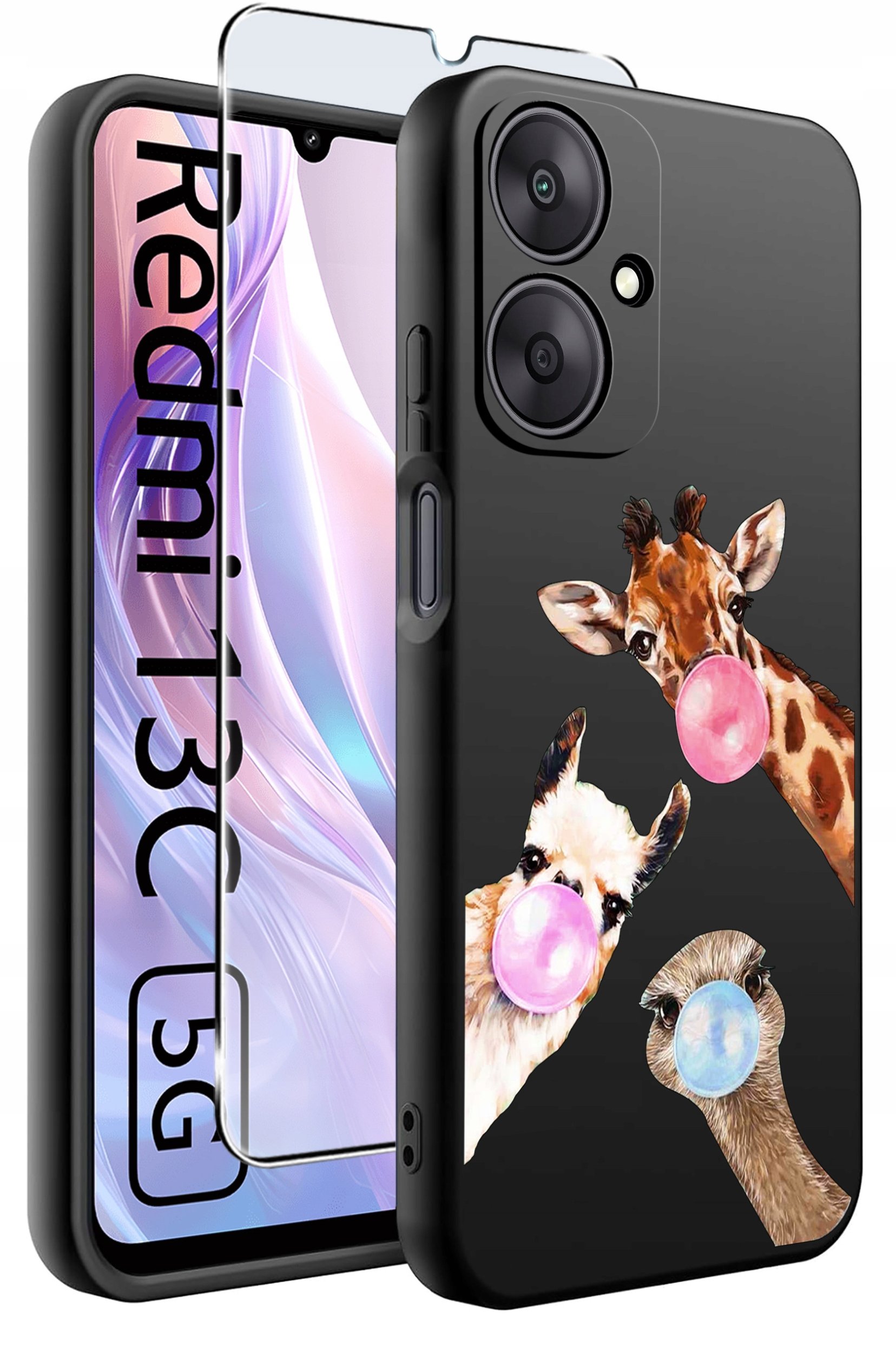 ETUI do Xiaomi Redmi 13C 5G WZORY |SILIKONOWE MATT CASE +SZKŁO HARTOWANE 9H