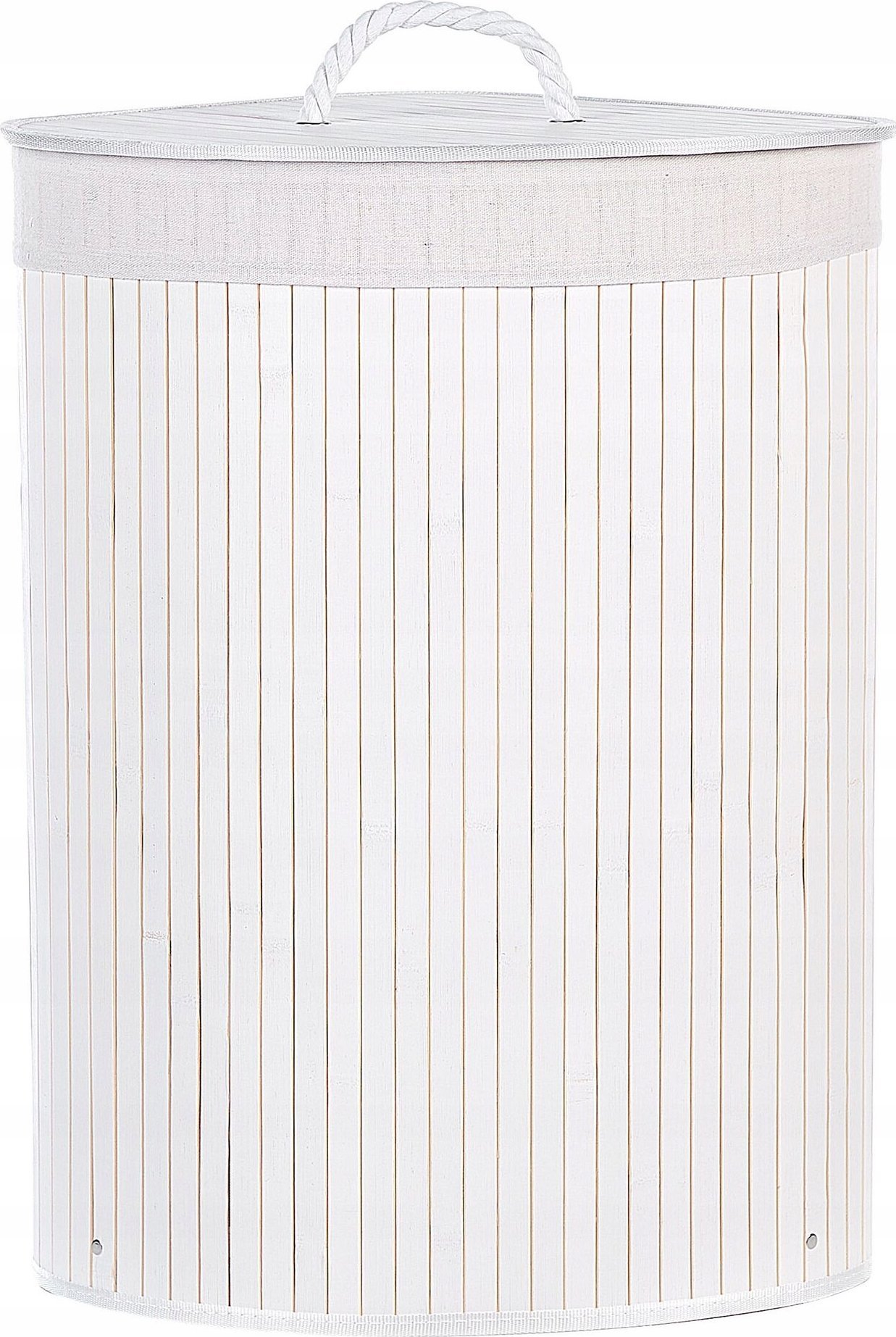Beliani Kosz bambusowy z pokrywą biały MATARA