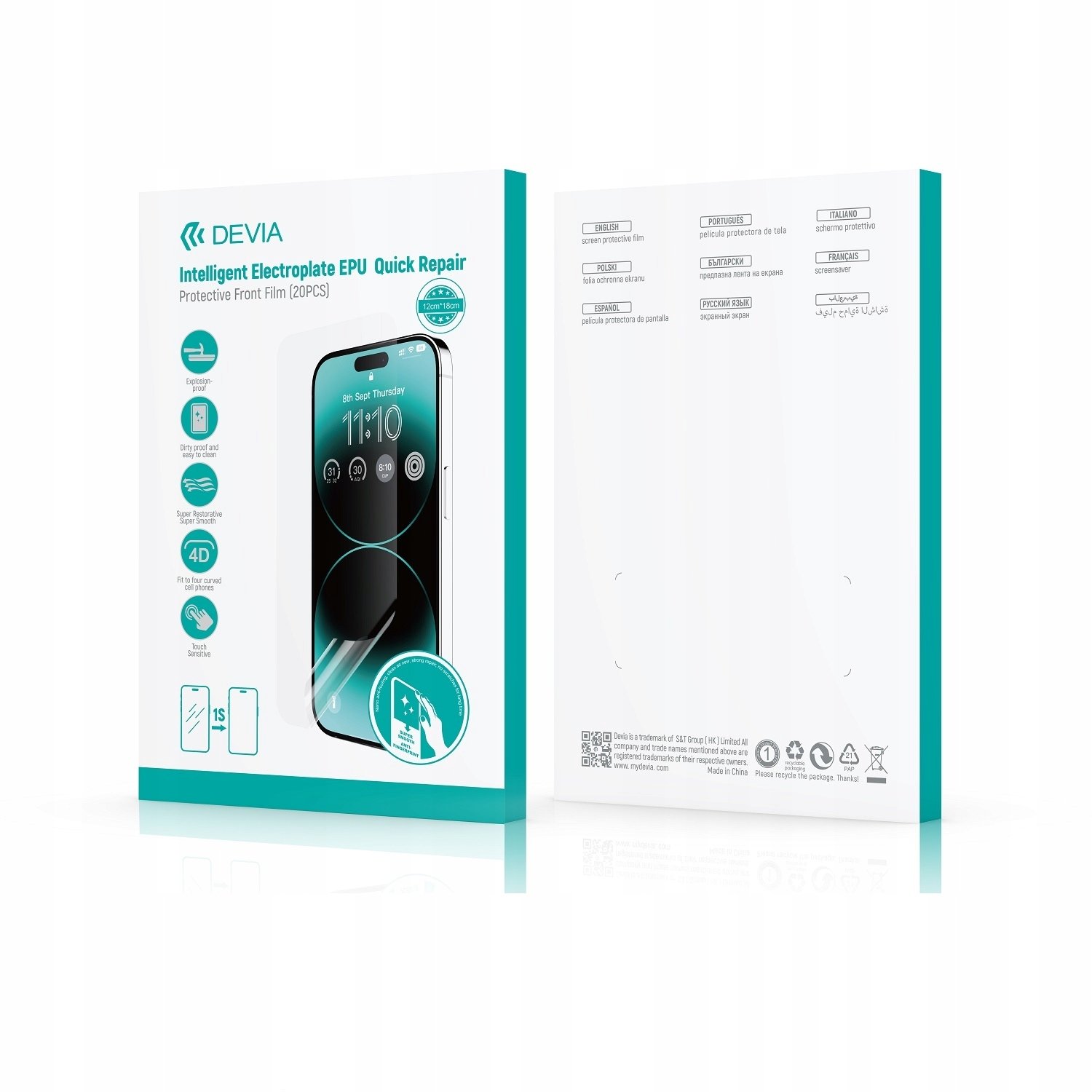 Devia zestaw folii EPU samoregenerującej electroplate do maszyny tnącej 20szt na smartfony na ekran