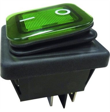 Przełącznik kołyskowy BACHMANN serii 3627, wyłącznik, obciążony, 2-biegunowy, IP65, czarny/zielony
