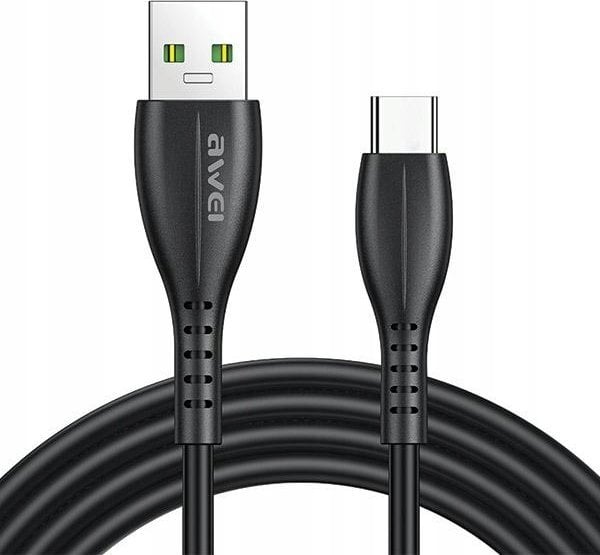 Kabel USB Awei USB-A - USB-C 1 m Czarny (CL-115T)