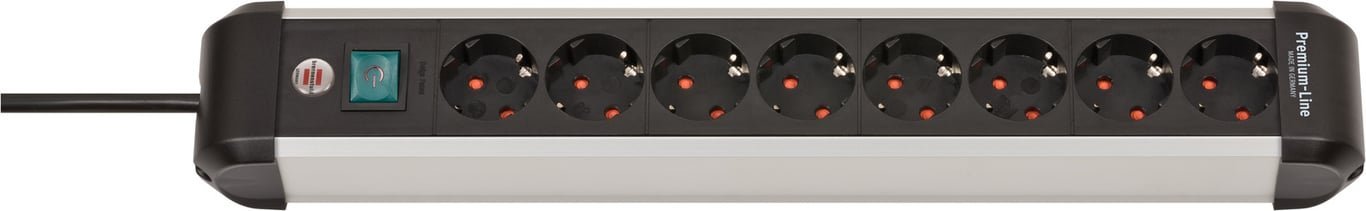 Kabel zasilający Brennenstuhl Brennenstuhl 1391030800 rozgałęziacz 3 m 8 x gniazdo sieciowe Wewnętrzna Czarny, Srebrny