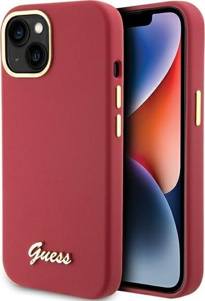 Guess Guess GUHCP15SSMBSLM iPhone 15 6.1" magenta hardcase Silicone Script Metal Logo & Frame