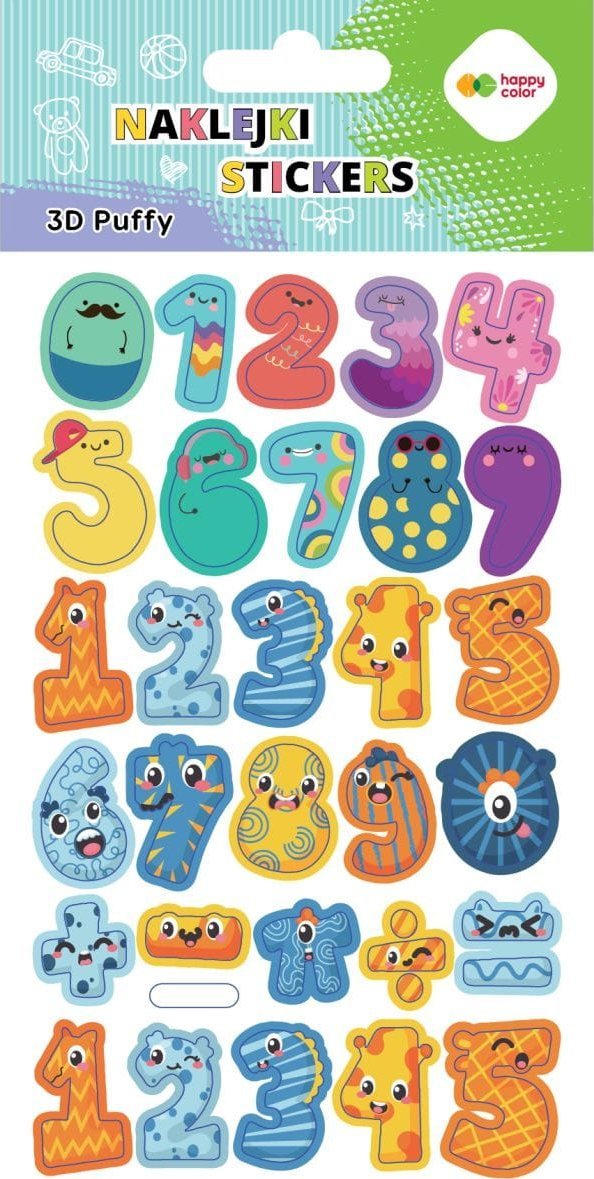 Naklejki 3D PUFFY-Numbers, 10x20cm, Happy Color
