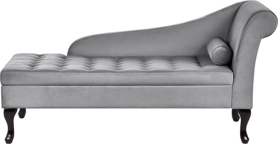 Beliani Szezlong welurowy ze schowkiem prawostronny jasnoszary PESSAC