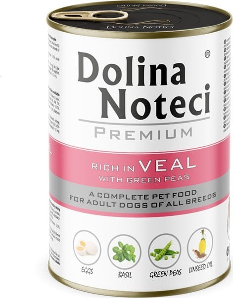 Dolina Noteci Premium bogata w cielęcinę z zielonym groszkiem puszka 400 g