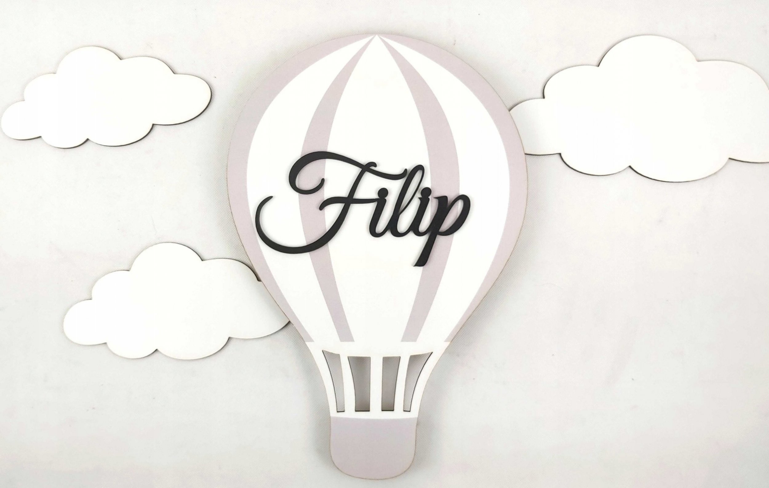 naSciane Lampka nocna LED balon chmurka z imieniem szara