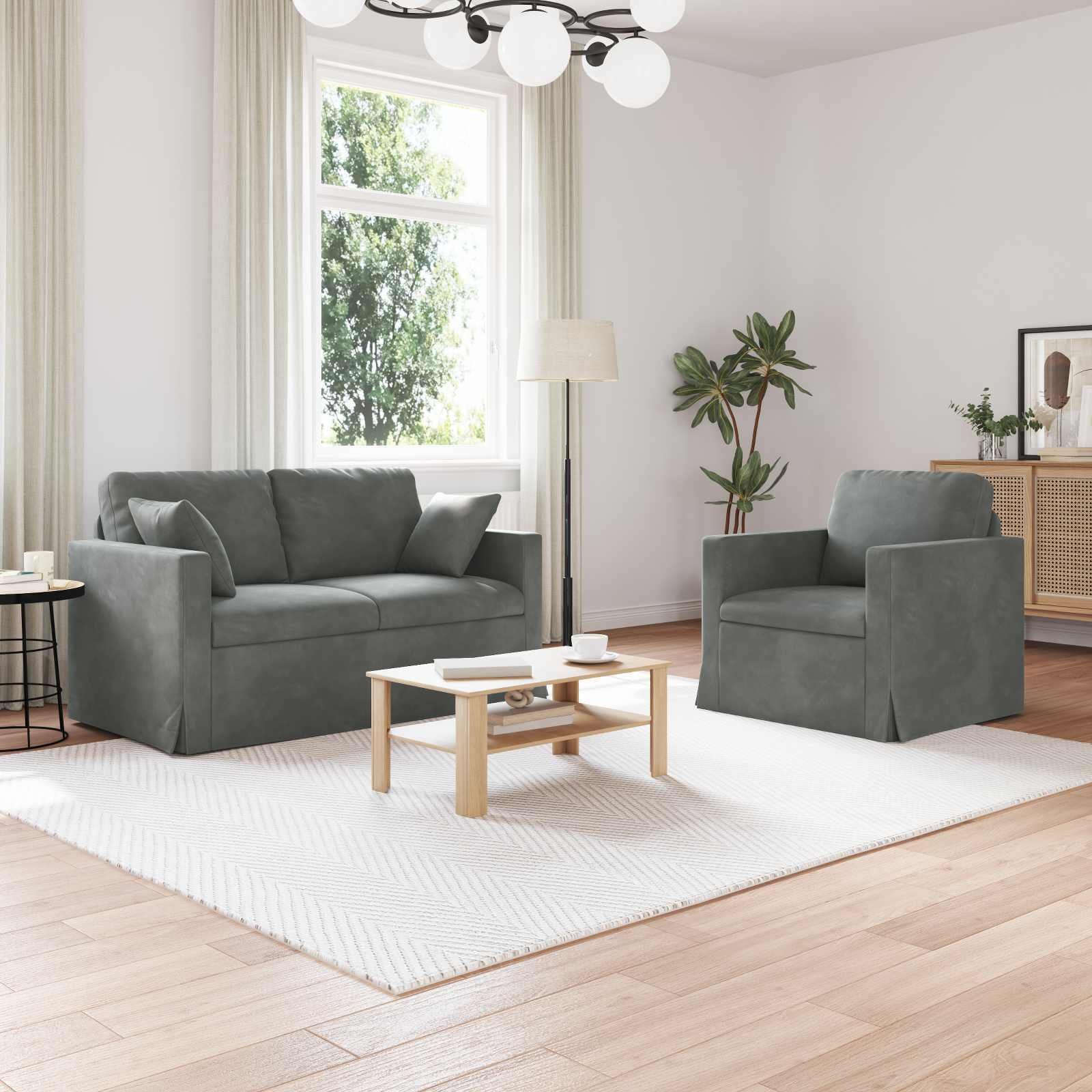 vidaXL Sofa 2 pcs Ciemnoszary