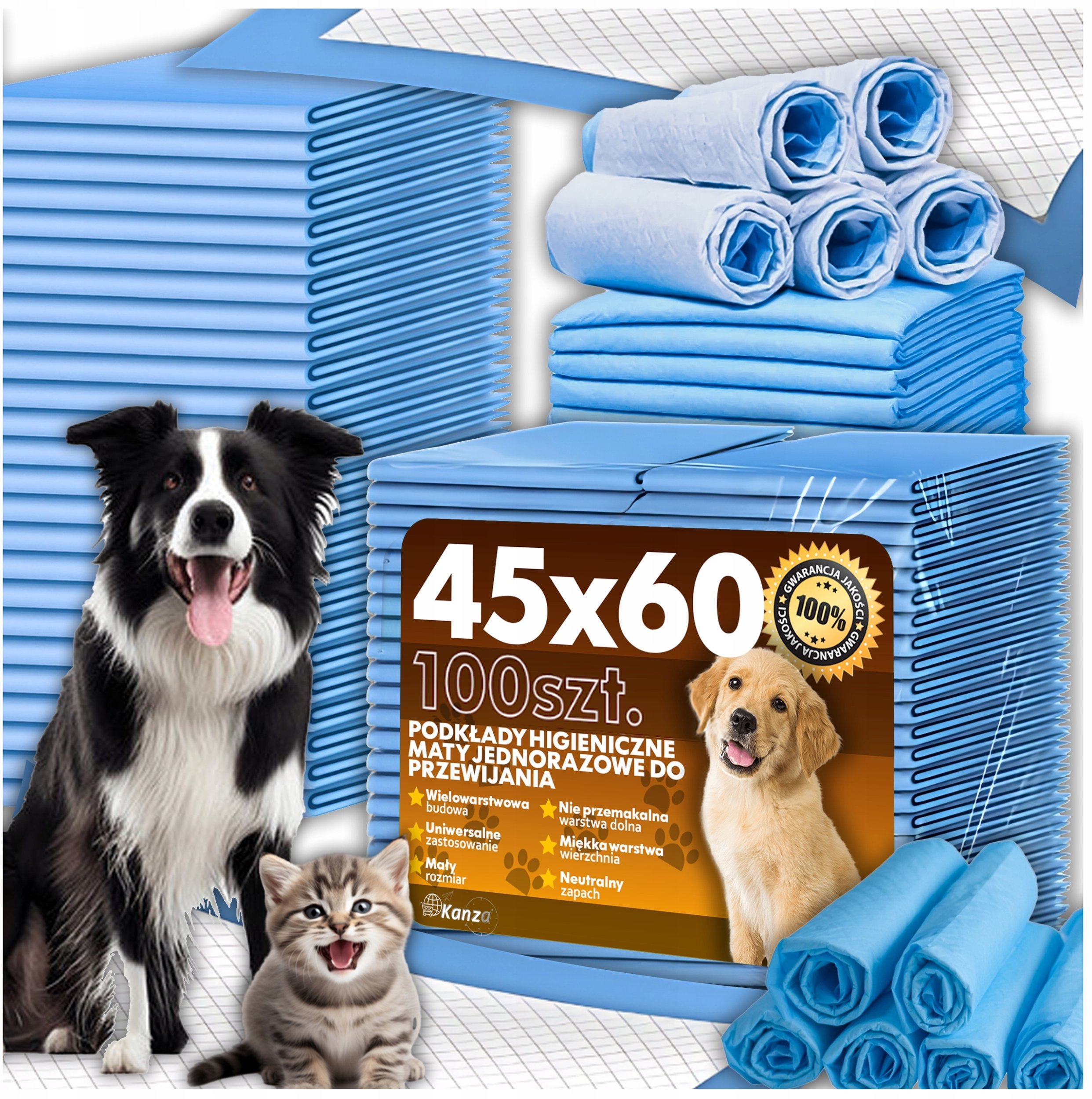 PODKŁADY MATY CHŁONNE DLA PSA 45x60cm KANZA