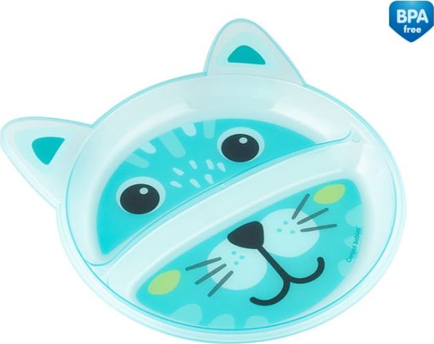 Canpol Talerz z podziałką Zwierzątka Kotek, turkus 74/005 Canpol babies