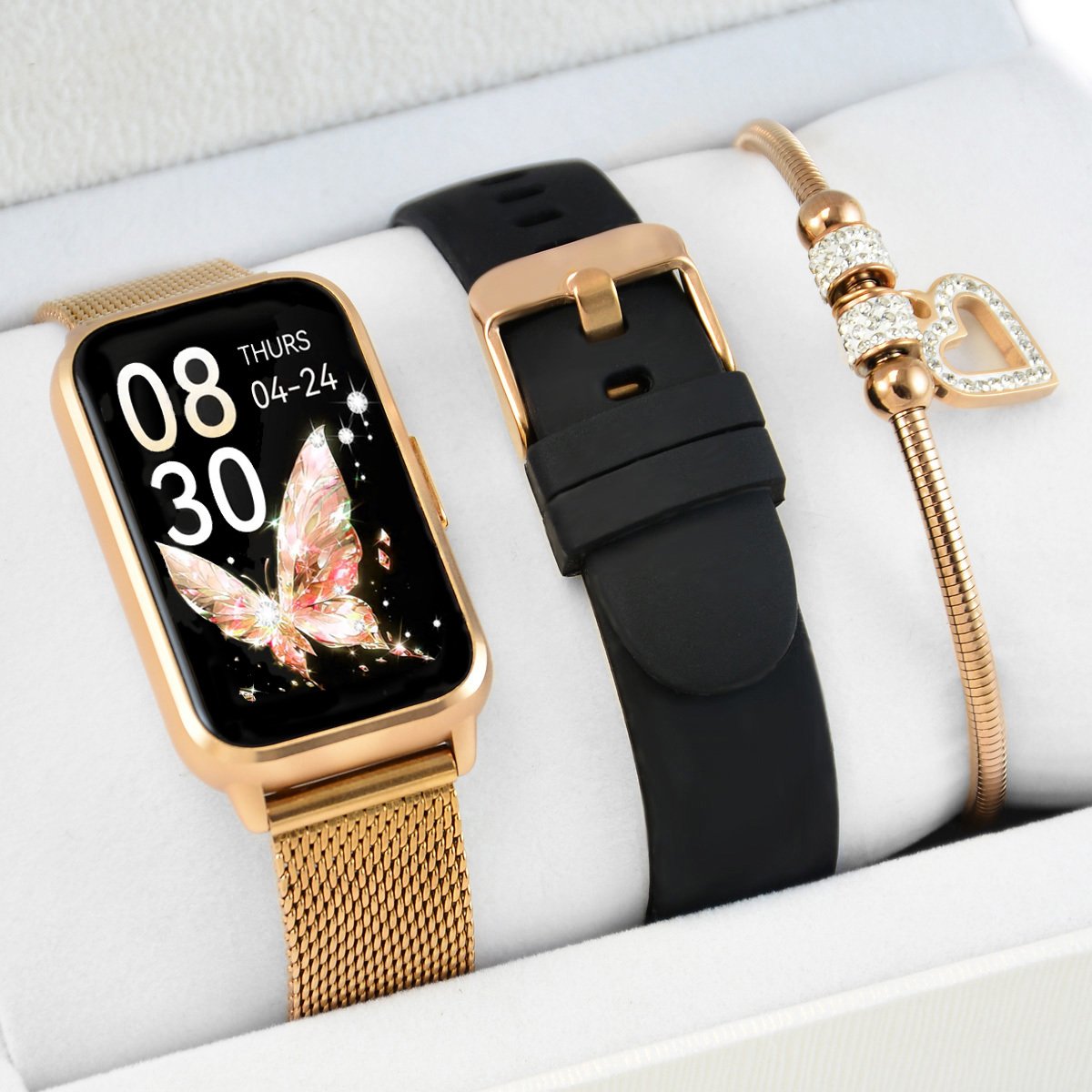 Smartwatch Rubicon Zestaw damski zegarek SMARTWATCH RNCF48 rosegold + bransoletka