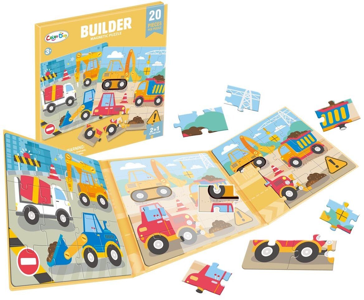 Magnetyczne Puzzle Plac Budowy + Książeczka