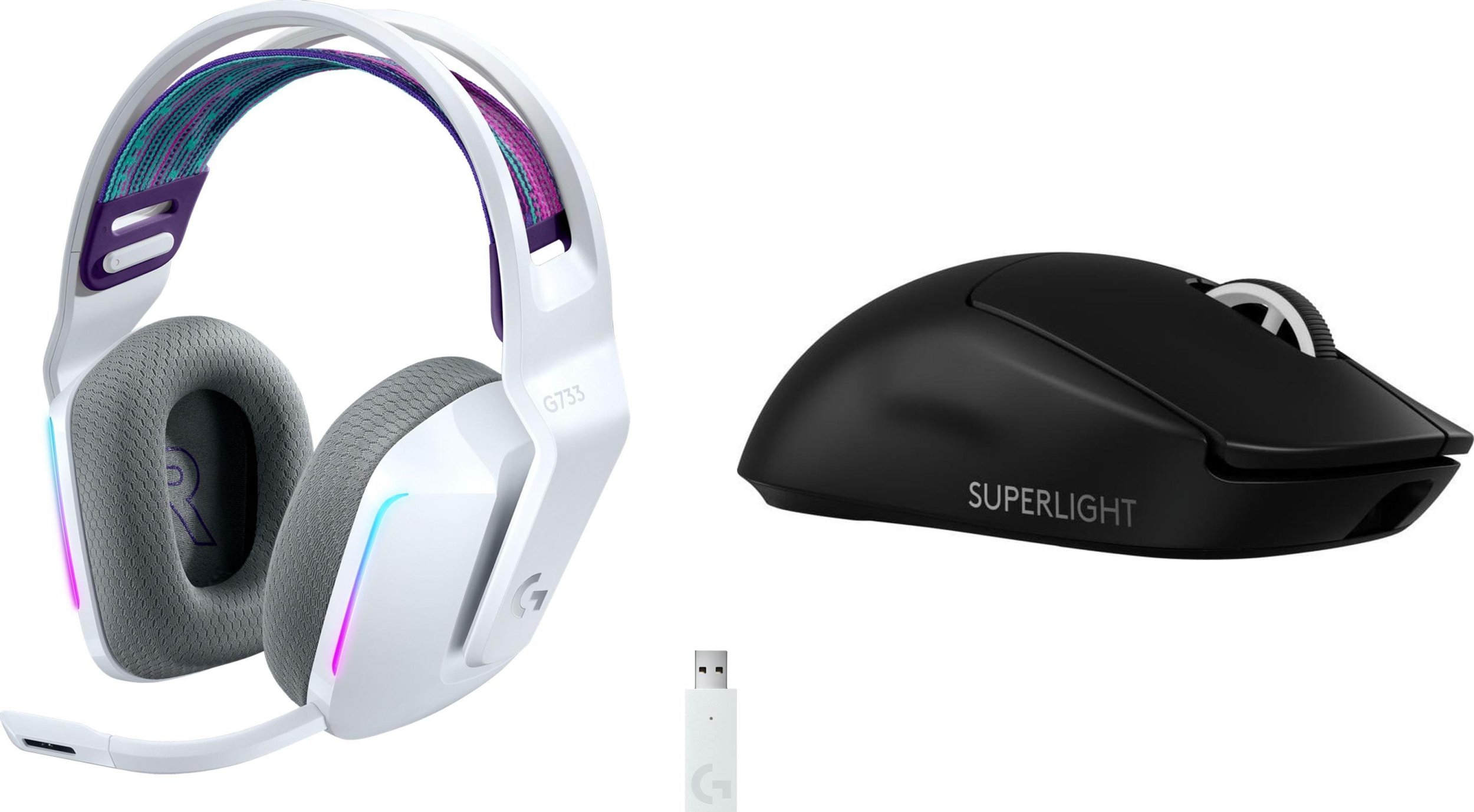 Słuchawki Logitech G733 Lightspeed Białe (981-000883) + G PRO X SuperLight 2 (910-006630)
