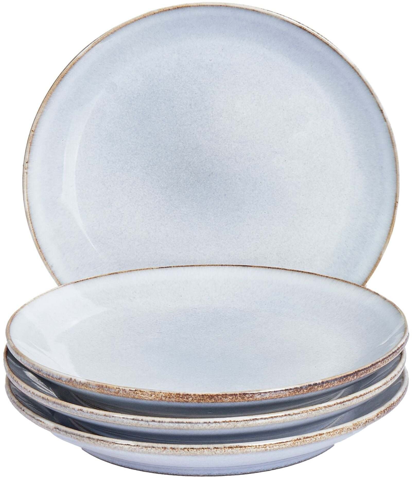 Beliani Zestaw 4 małych talerzy ceramicznych błękitnych JUNIPER