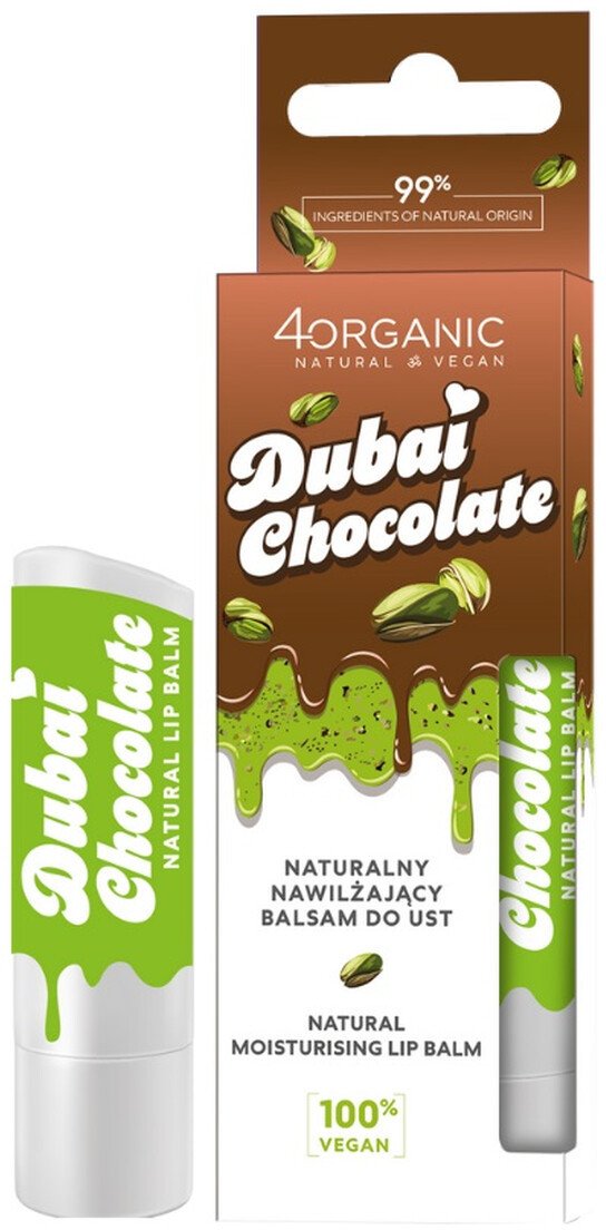 4organic Naturalny nawilżający Balsam do ust dubajska czekolada 5g