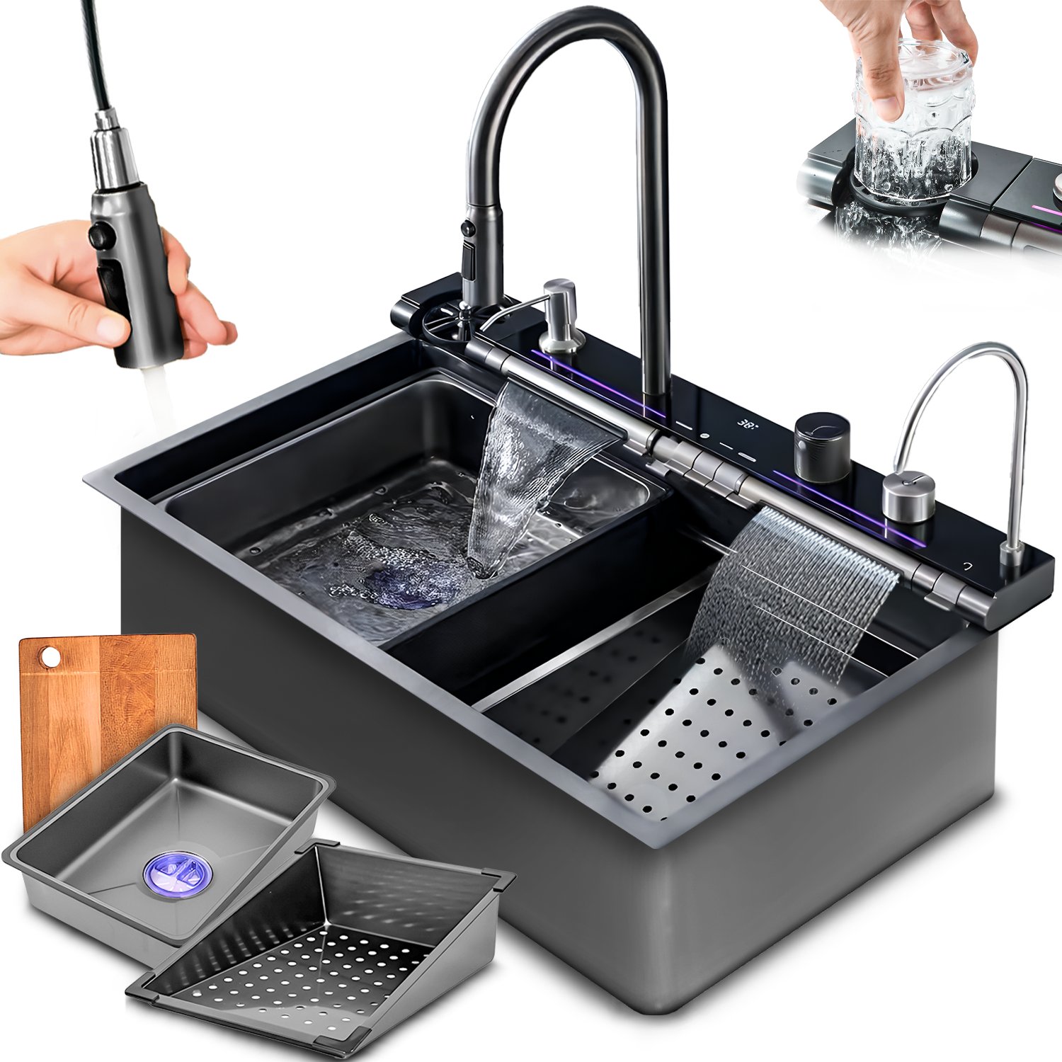 Zlew wielofunkcyjny z ociekaczem Heckermann B7546X Grafitowy