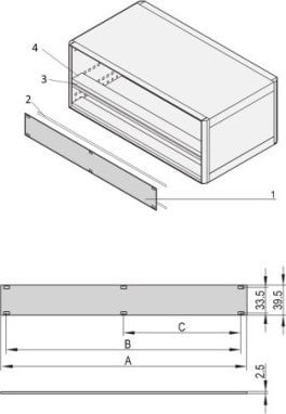 SCHROFF Panel przedni SCHROFF 1 HE, 84 HE, montaż na szynie poziomej, 2,5 mm, al, anodowany z przodu, przewodzący z tyłu