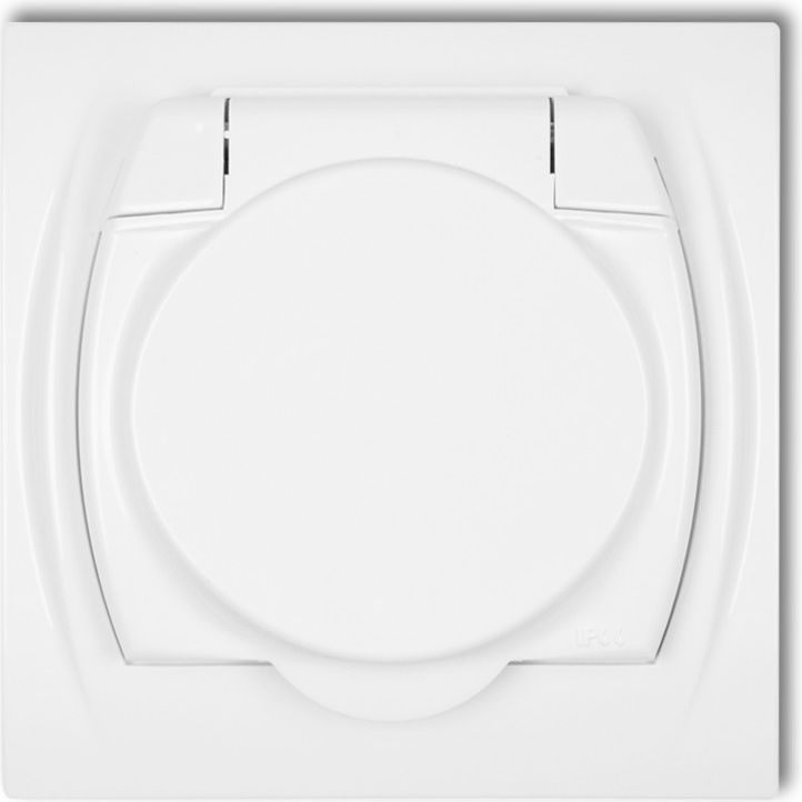 Karlik Gniazdo bryzgoszczelne Logo z/u biały (LGPB-1z)