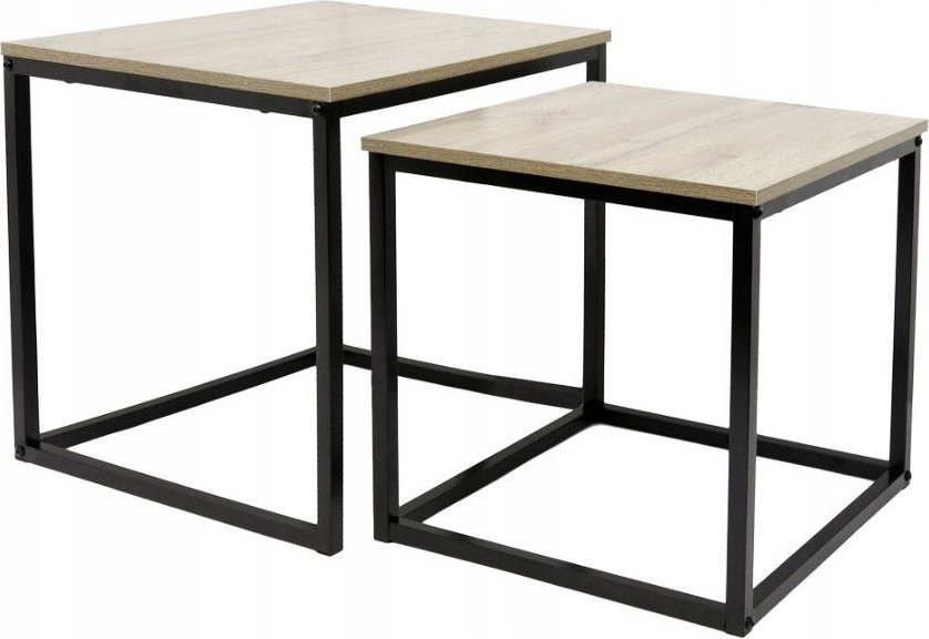 kontrast Stoliki kawowe zestaw stolików loft 50x50 , 45x45 dąb sonoma