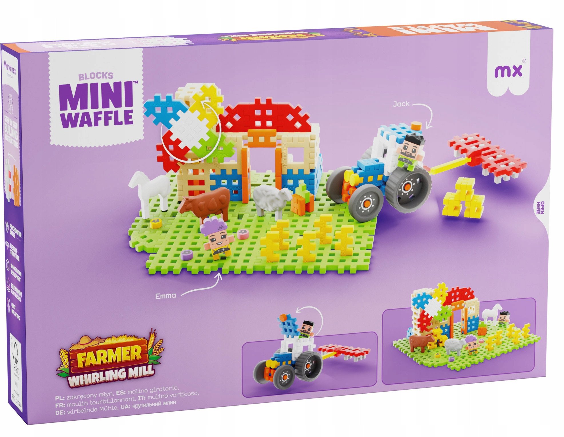 Marioinex Klocki waffle Farmer Zakręcony młyn 100elementów (07559)