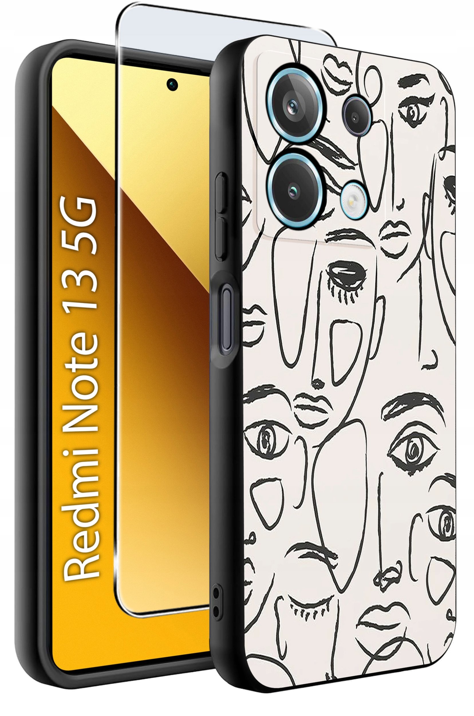 ETUI do Xiaomi Redmi Note 13 5G WZORY |SILIKONOWE MATT CASE +SZKŁO 9H