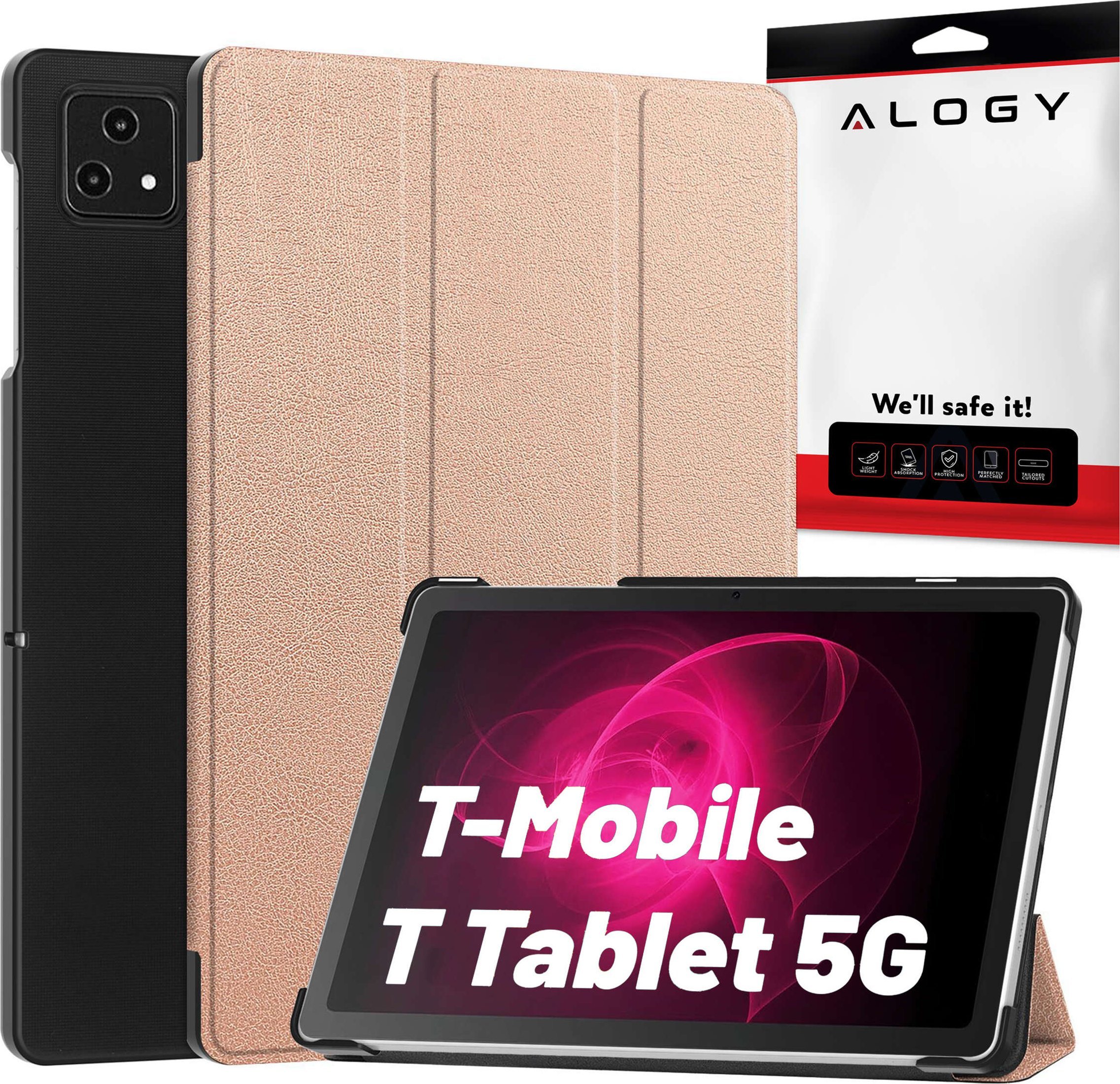 Etui na tablet Alogy Etui do T-Mobile T Tablet 5G 10.36" obudowa na tablet Alogy Book Cover Case Rose Gold