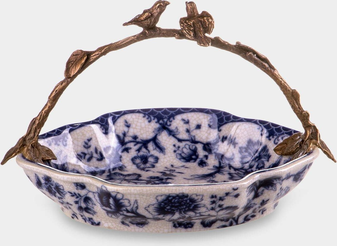 rzezbyzbrazu Porcelanowa Misa z Ptaszkami Mała Niebieska