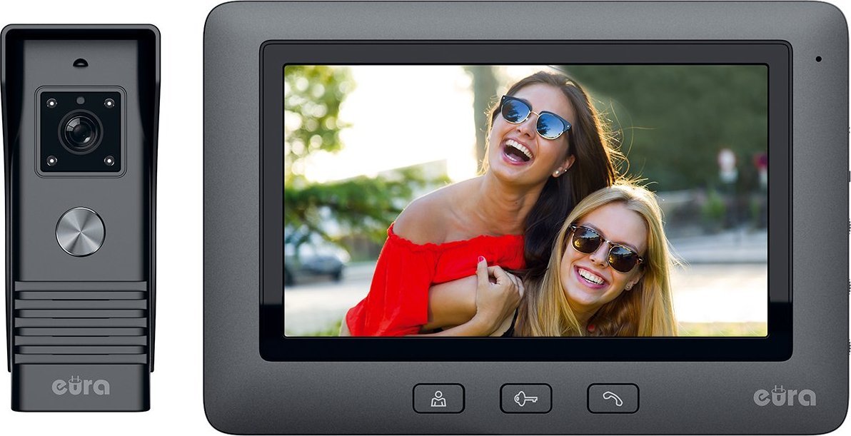 Eura Wideodomofon EURA VDP-45A3 ALPHA czarny kolor monitor 7'' obsługa 1 wejścia