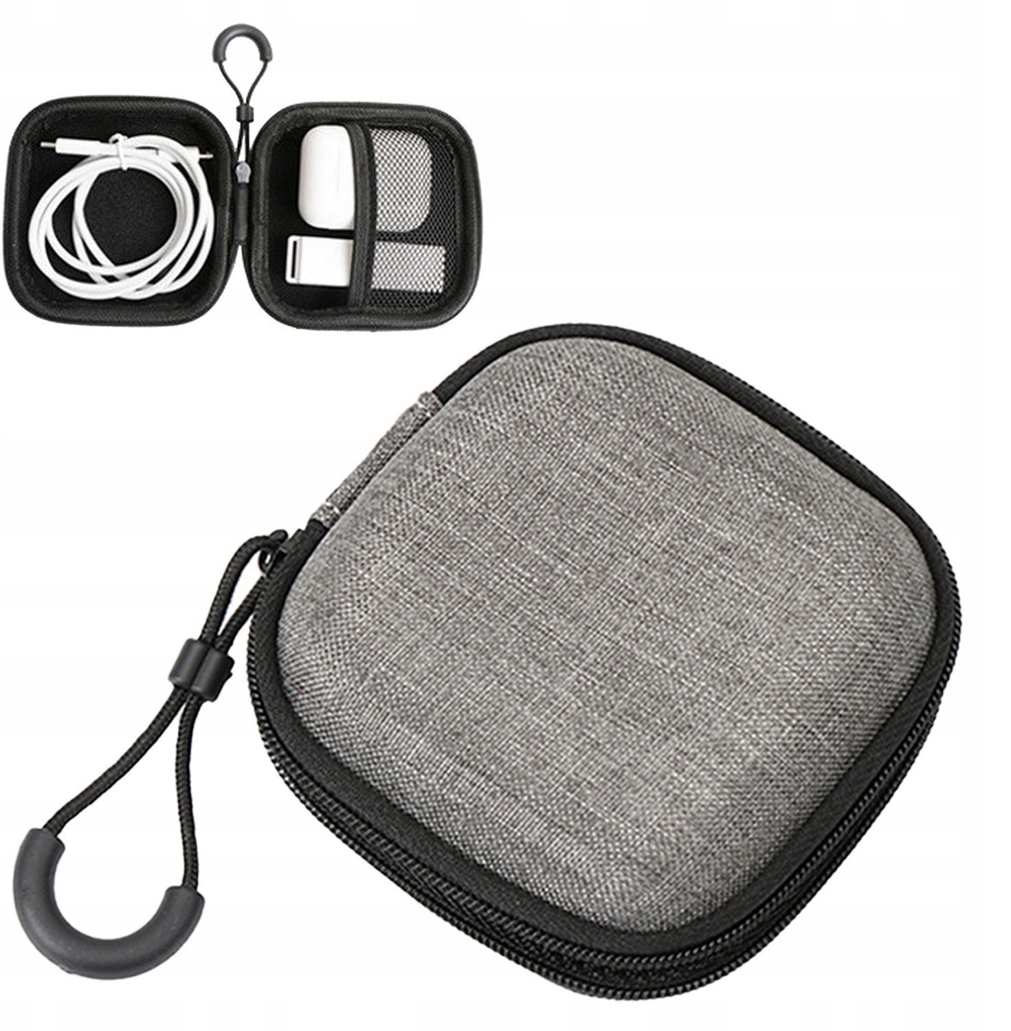 Uniwersalne twarde etui na słuchawki kwadrat (Szare)