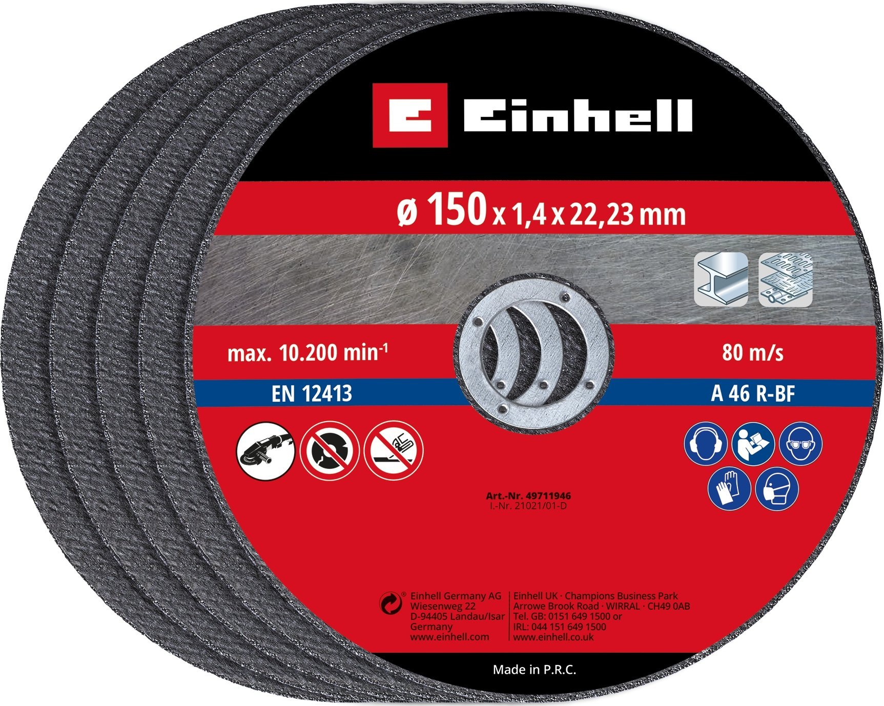Einhell 49711946 TARCZA DO METALU 5 SZT 150 x1,4 x 22,23 mm