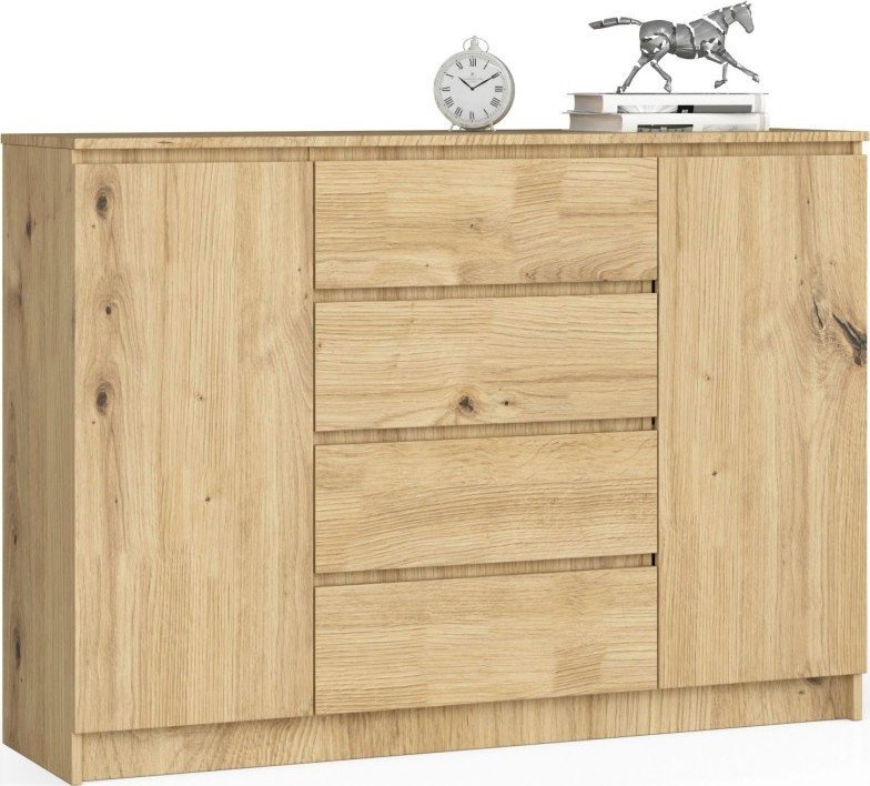 Fabryka Mebli Akord Komoda K 140 cm 2 drzwi 4 szuflady - dąb artisan