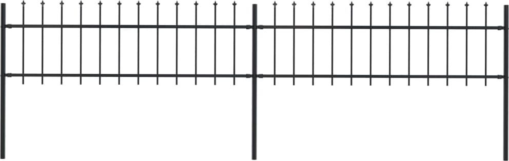 vidaXL Ogrodzenie z prętów z grotami, stalowe, 3,4 x 0,6 m, czarne