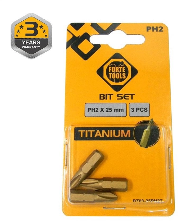 TITANIUM SCREWDRIVER BIT PH2X25MM 3PCS