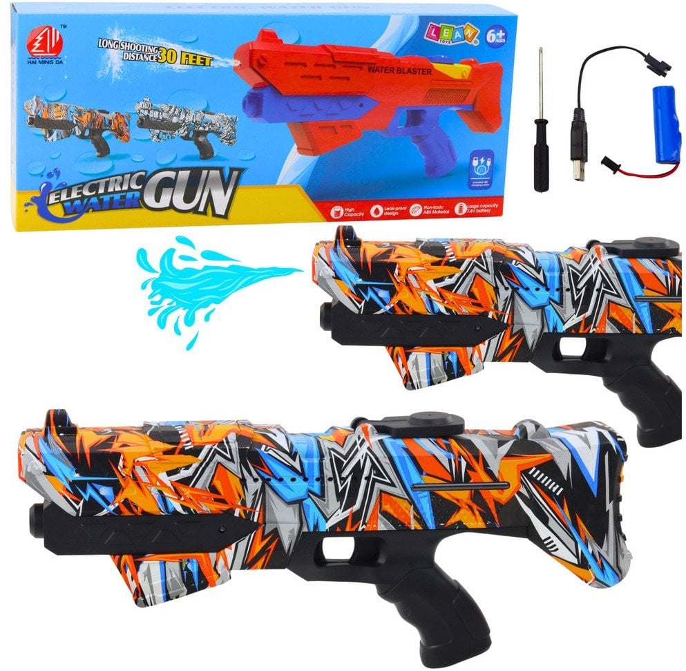 Karabin Na Wodę Elektryczny Automatyczny Graffiti Pomarańczowy Zasięg 10m LEAN Toys