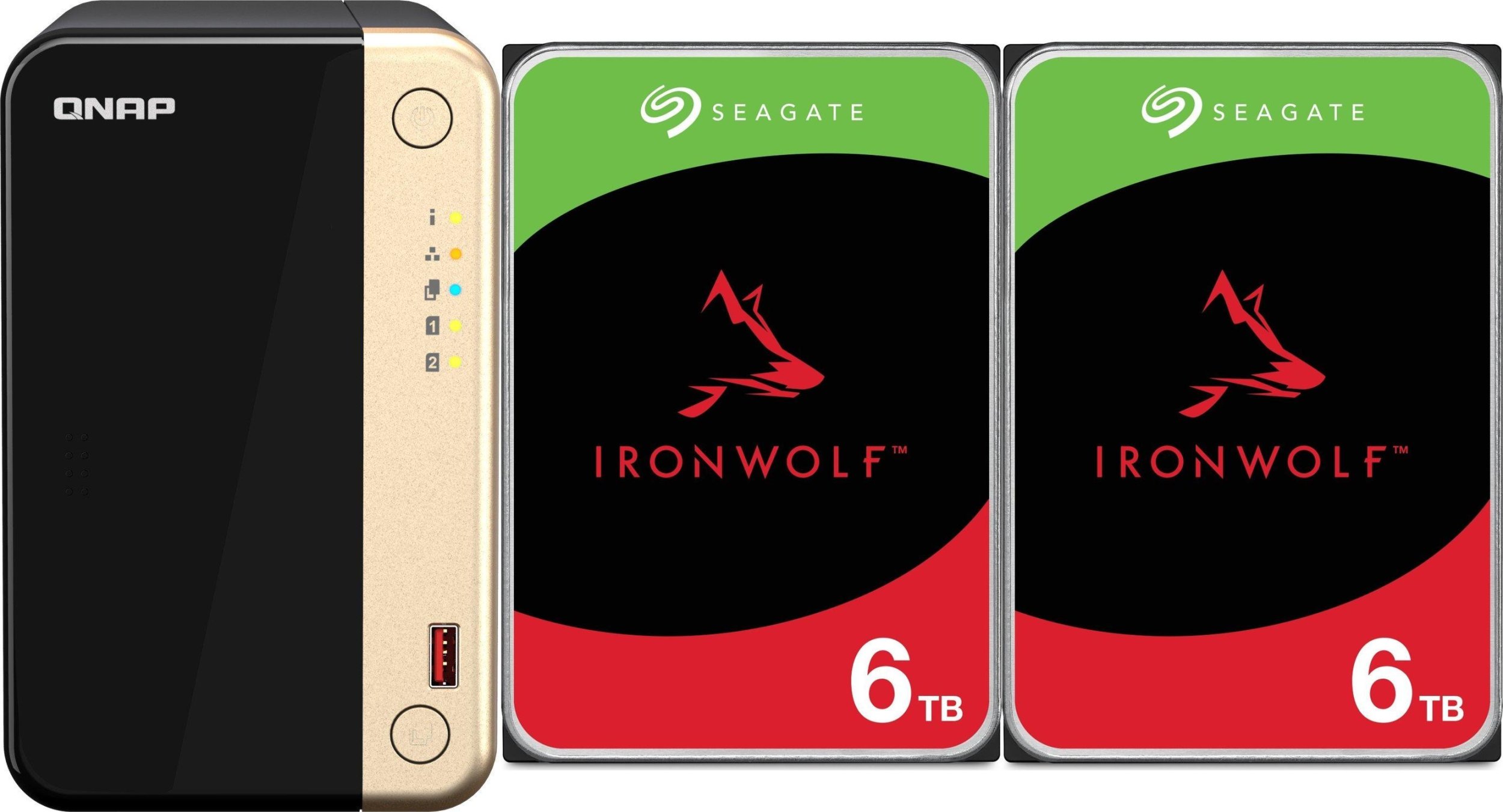 Serwer plików Qnap TS-264-8G + 2x Seagate IronWolf 6TB (ST6000VN006)