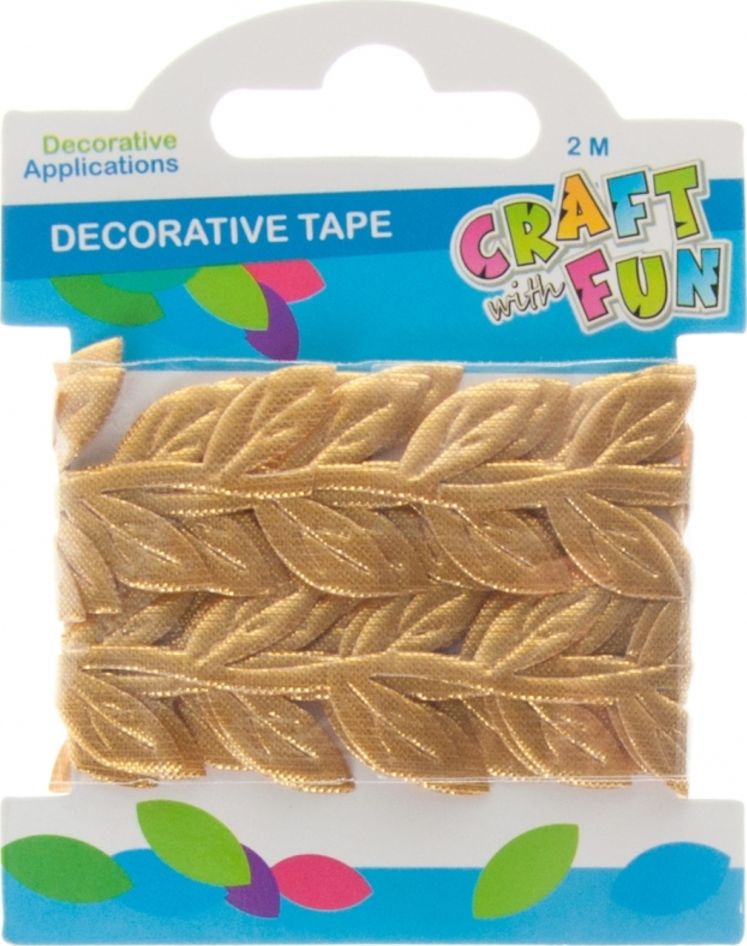 Craft with Fun CF OZDOBA DEK TASMA LISTKI 2M/2,5CM ZLOT 12/288