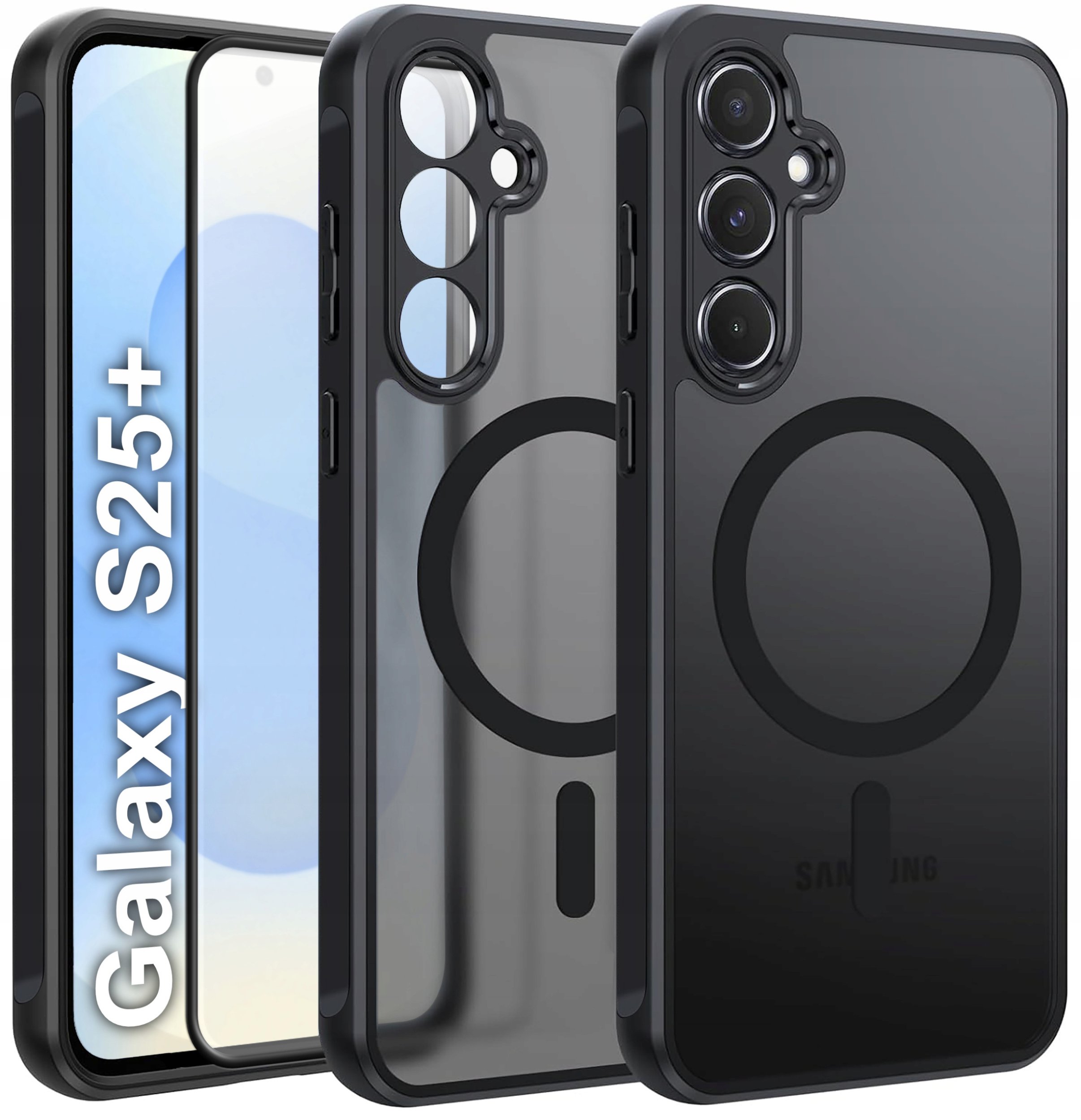 Etui do Samsung S25+ Plus do MagSafe MATT CASE WZMACNIANE Szkło 5D PREMIUM