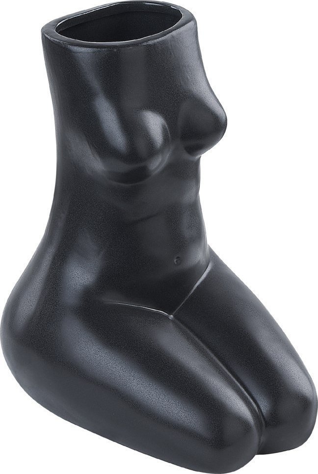 Beliani Wazon na kwiaty ceramiczny czarny PYRGOS