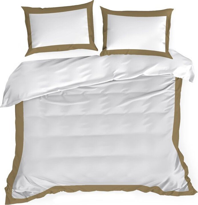Eurofirany Pościel satynowa z kantą LAURA 160X200 70X80X2 biała+złota