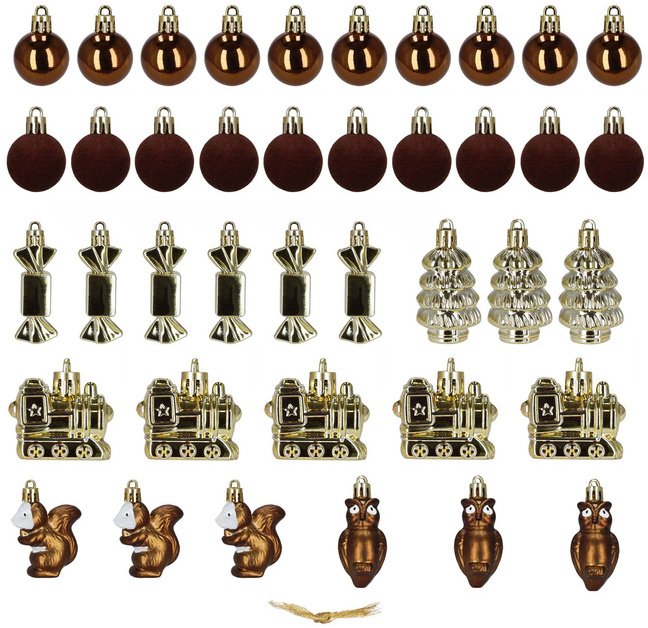 Springos Bombki choinkowe 40 szt. zestaw dekoracji świątecznych nienaruszalne, brązowy, złoty, biały UNIWERSALNY