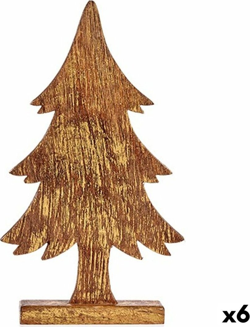 Dekoracja świąteczna Krist+ Figurka Dekoracyjna Choinka Złoty Drewno 5 x 39 x 22 cm (6 Sztuk)