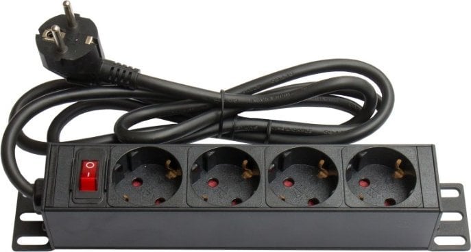 Kabel zasilający Alcasa Alcasa GC-N0075 rozgałęziacz 4 x gniazdo sieciowe Wewnętrzna Czarny, Czerwony