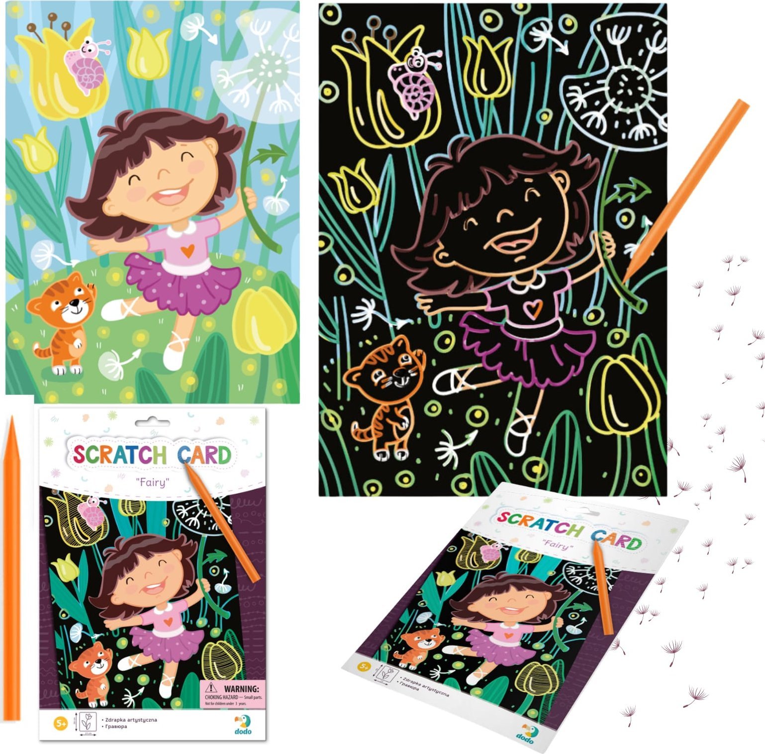 Dodo ZDRAPKA ARTYSTYCZNA WRÓŻKA MALOWANIE METODĄ SCRATCH DLA NAJMŁODSZYCH