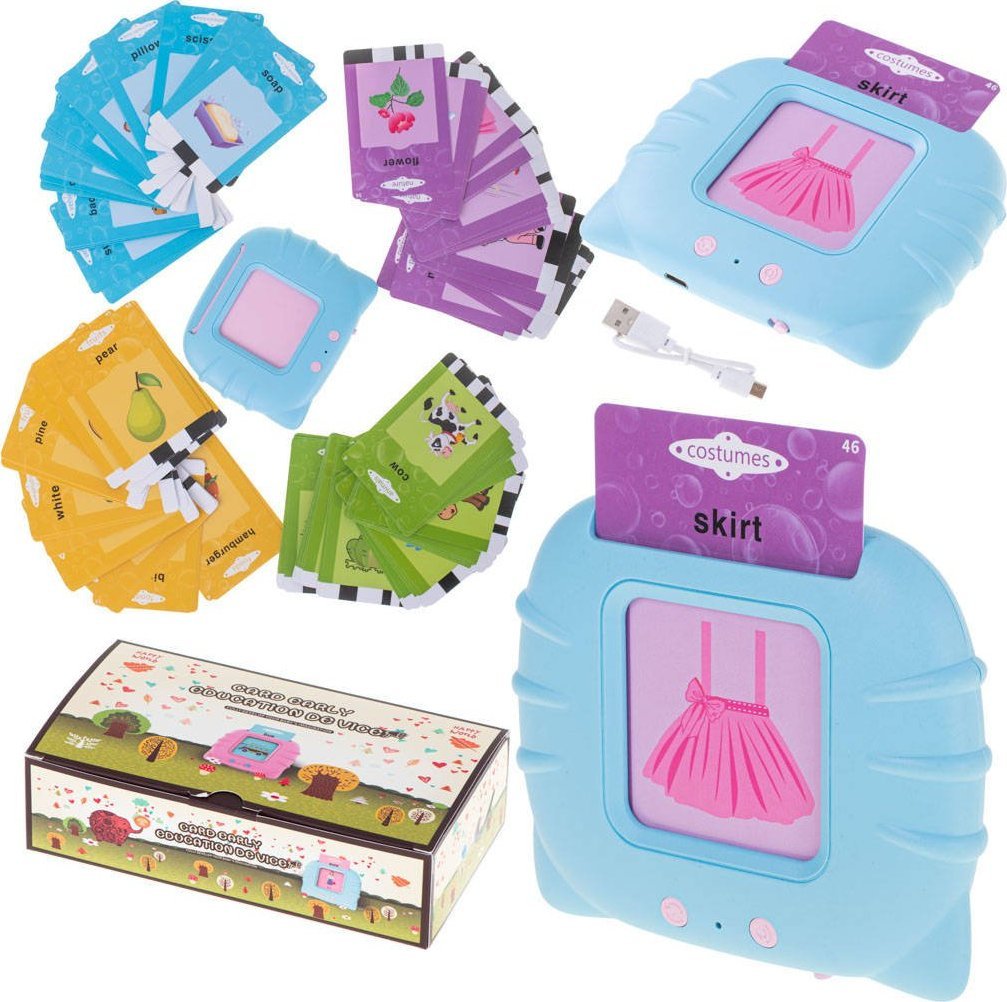 KIK Czytnik audio kart edukacyjnych + 112 fiszek niebi